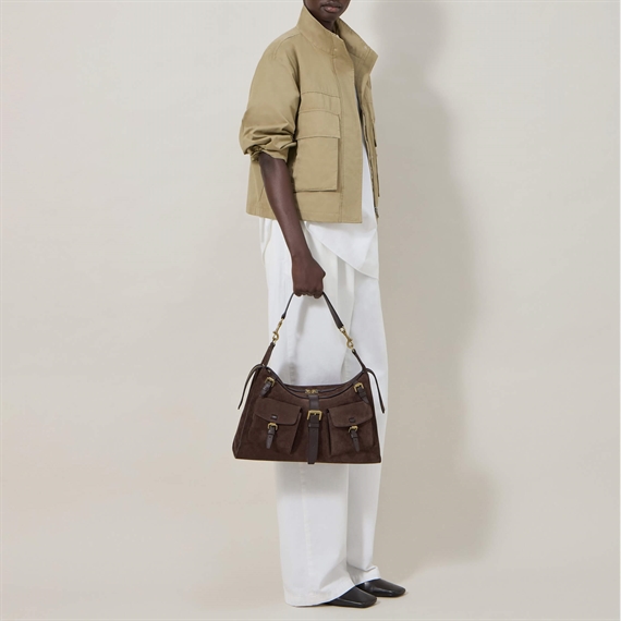 Mulberry Roxanne Shoulder Bag Chocolate Suede